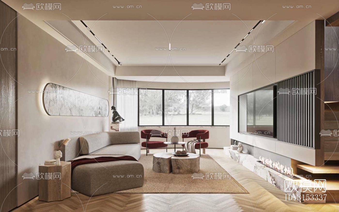 现代客厅效果图下载（渲染图4）