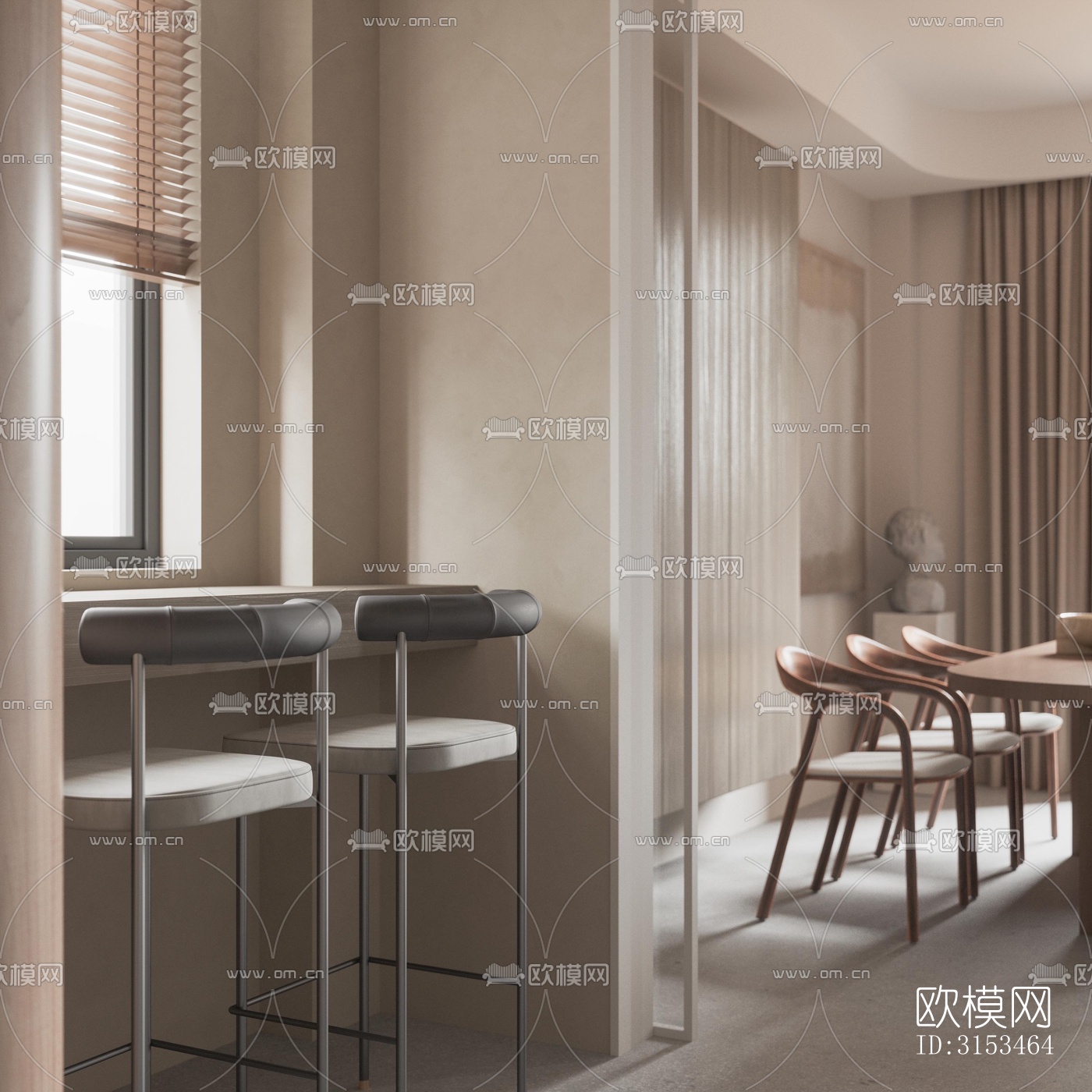 现代餐厅效果图下载（渲染图1）