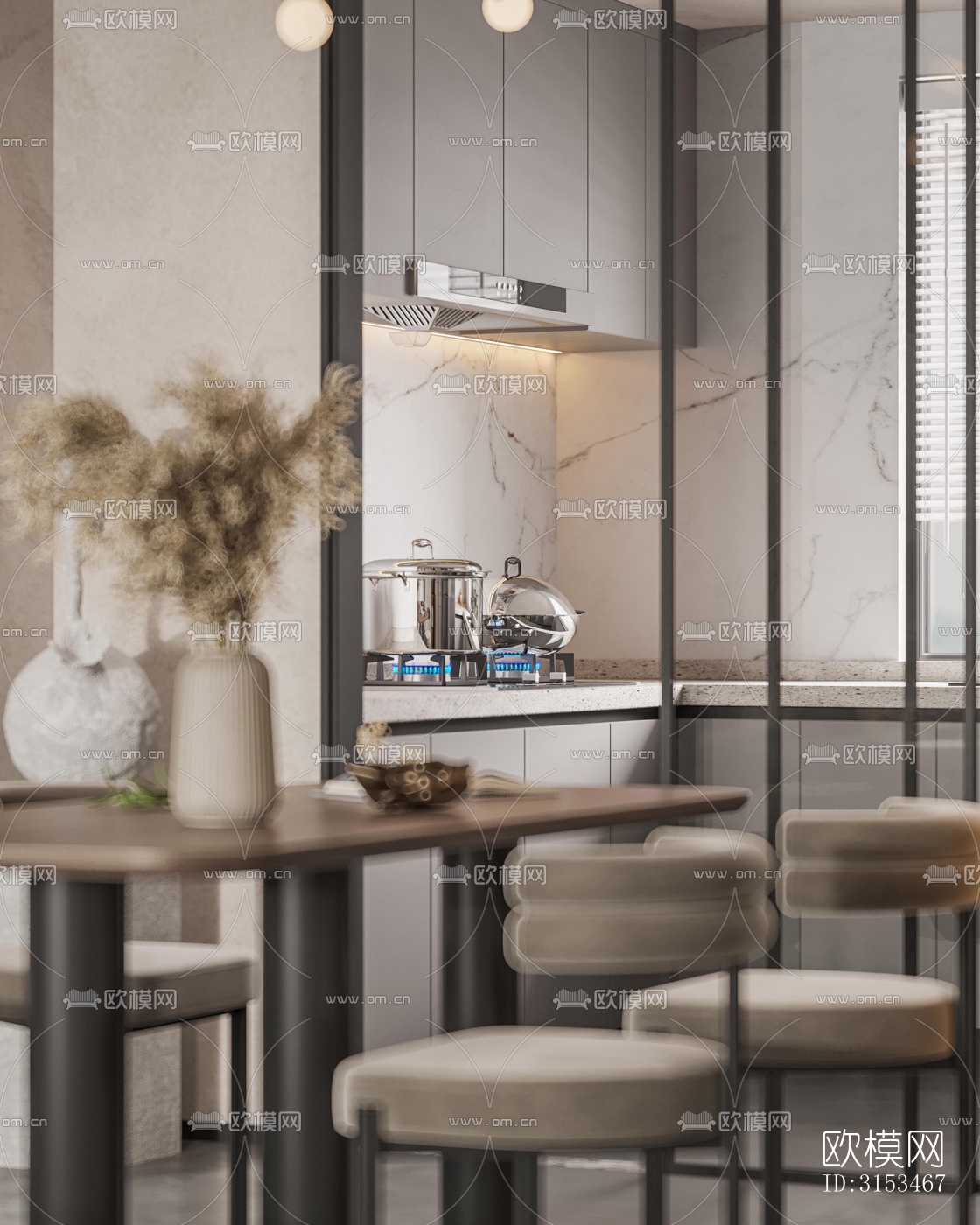 现代餐厅效果图下载（渲染图4）