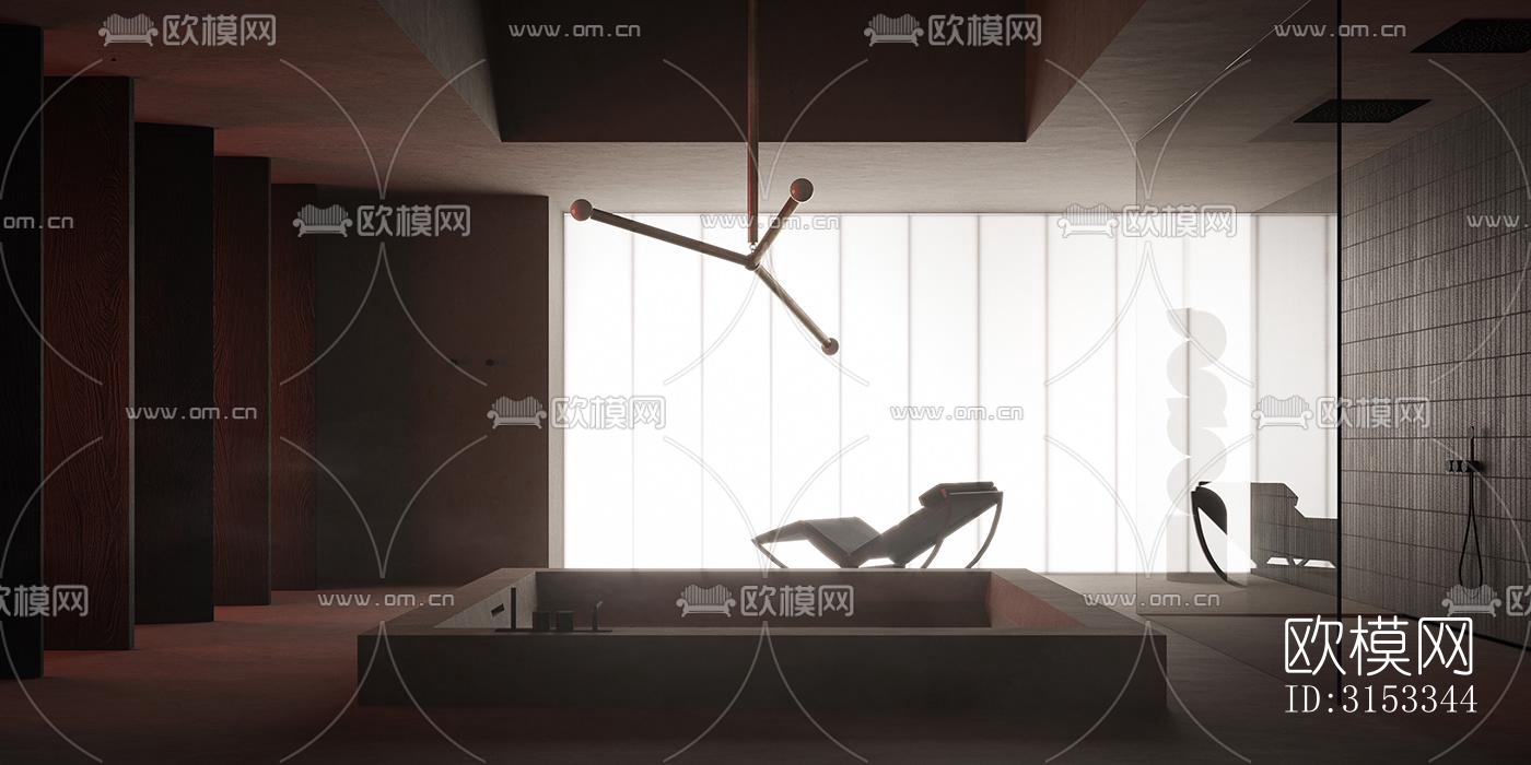 高级灰客厅效果图下载（渲染图4）