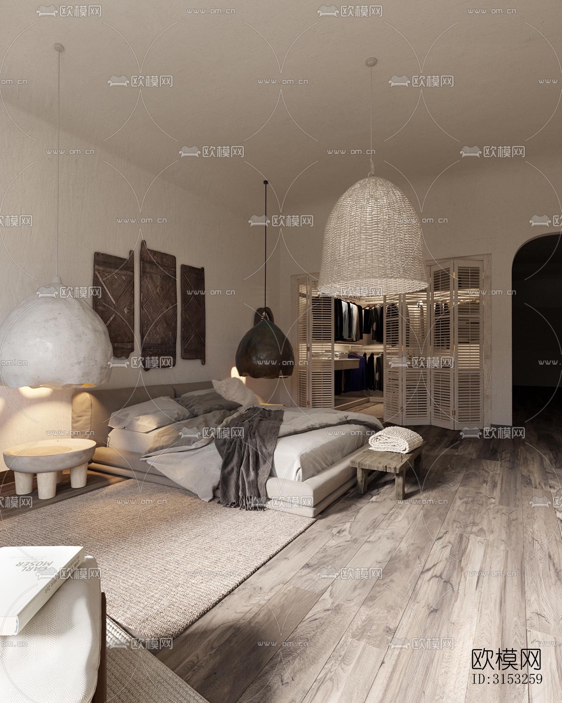 侘寂卧室效果图下载（渲染图4）