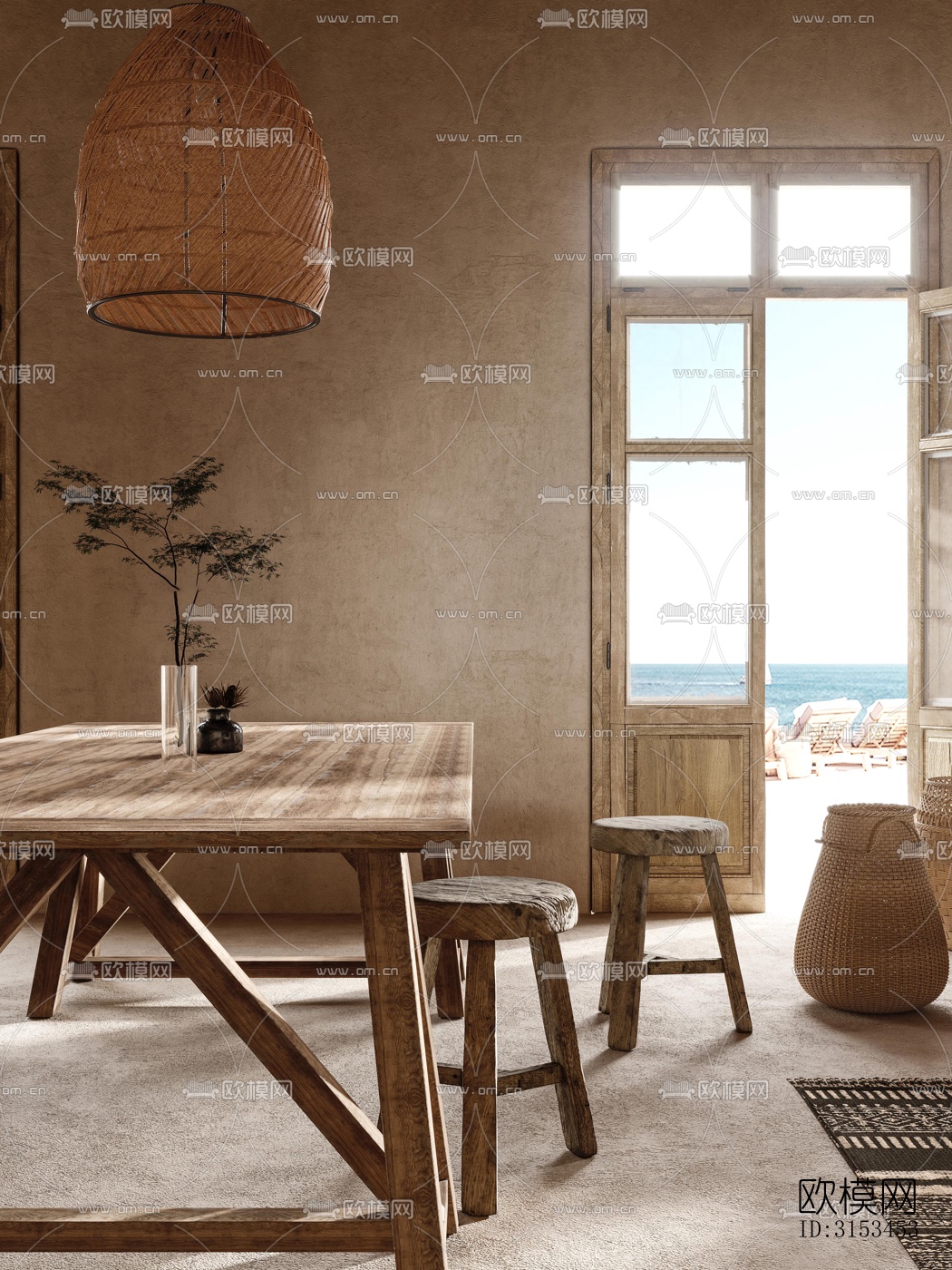 侘寂餐厅效果图下载（渲染图2）