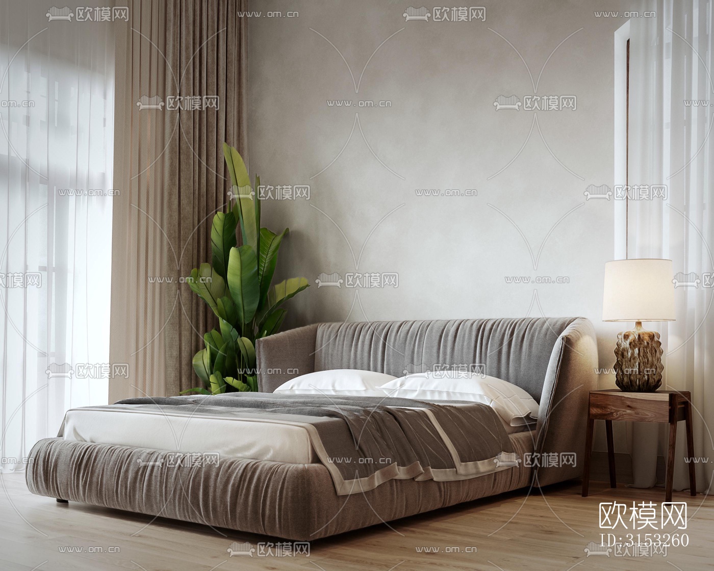 侘寂卧室效果图下载（渲染图1）