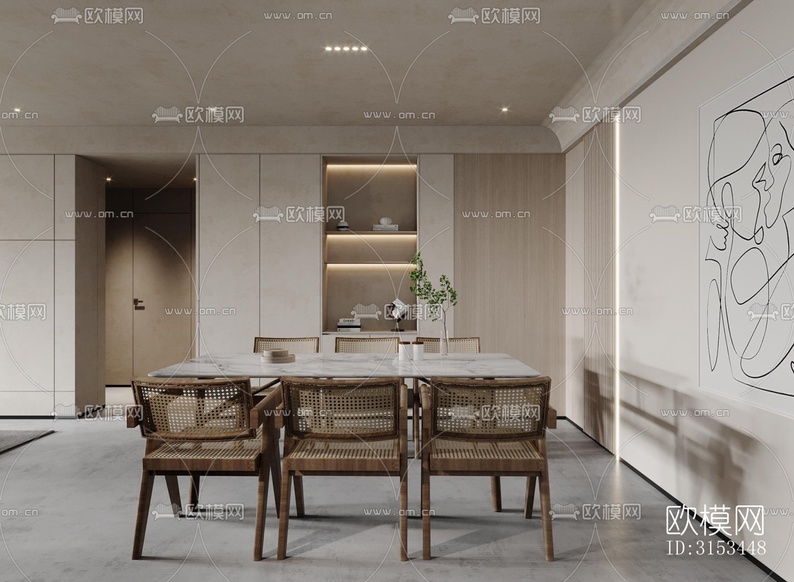侘寂餐廳效果圖下載(渲染圖4)