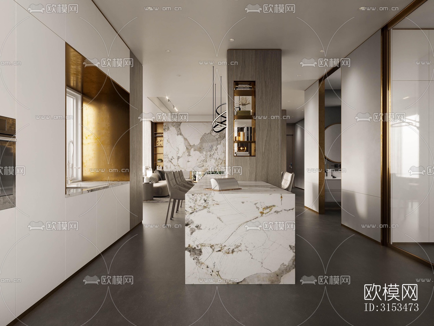 现代餐厅效果图下载（渲染图5）