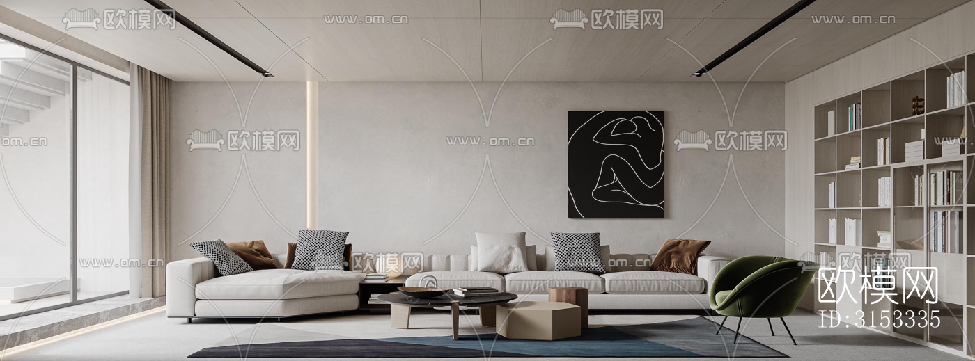 现代客厅效果图下载（渲染图1）