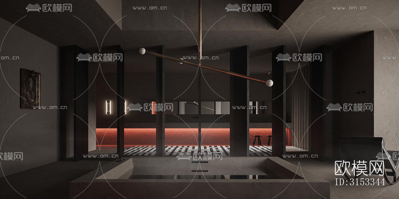 高级灰客厅效果图下载（渲染图7）