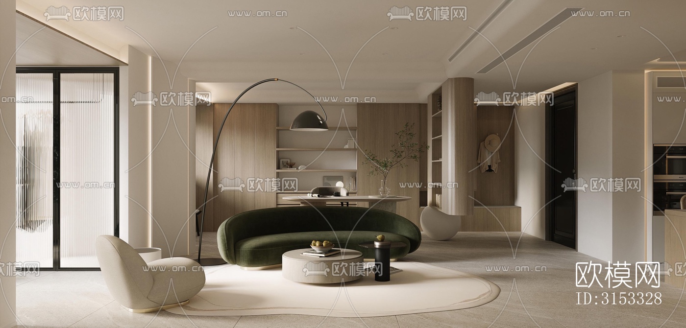现代客厅效果图下载（渲染图1）