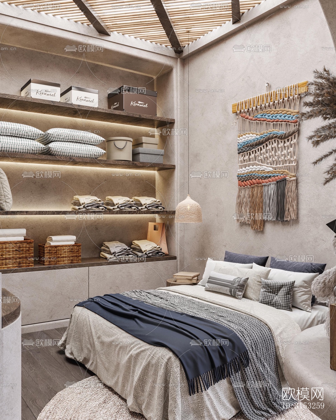 侘寂卧室效果图下载（渲染图3）