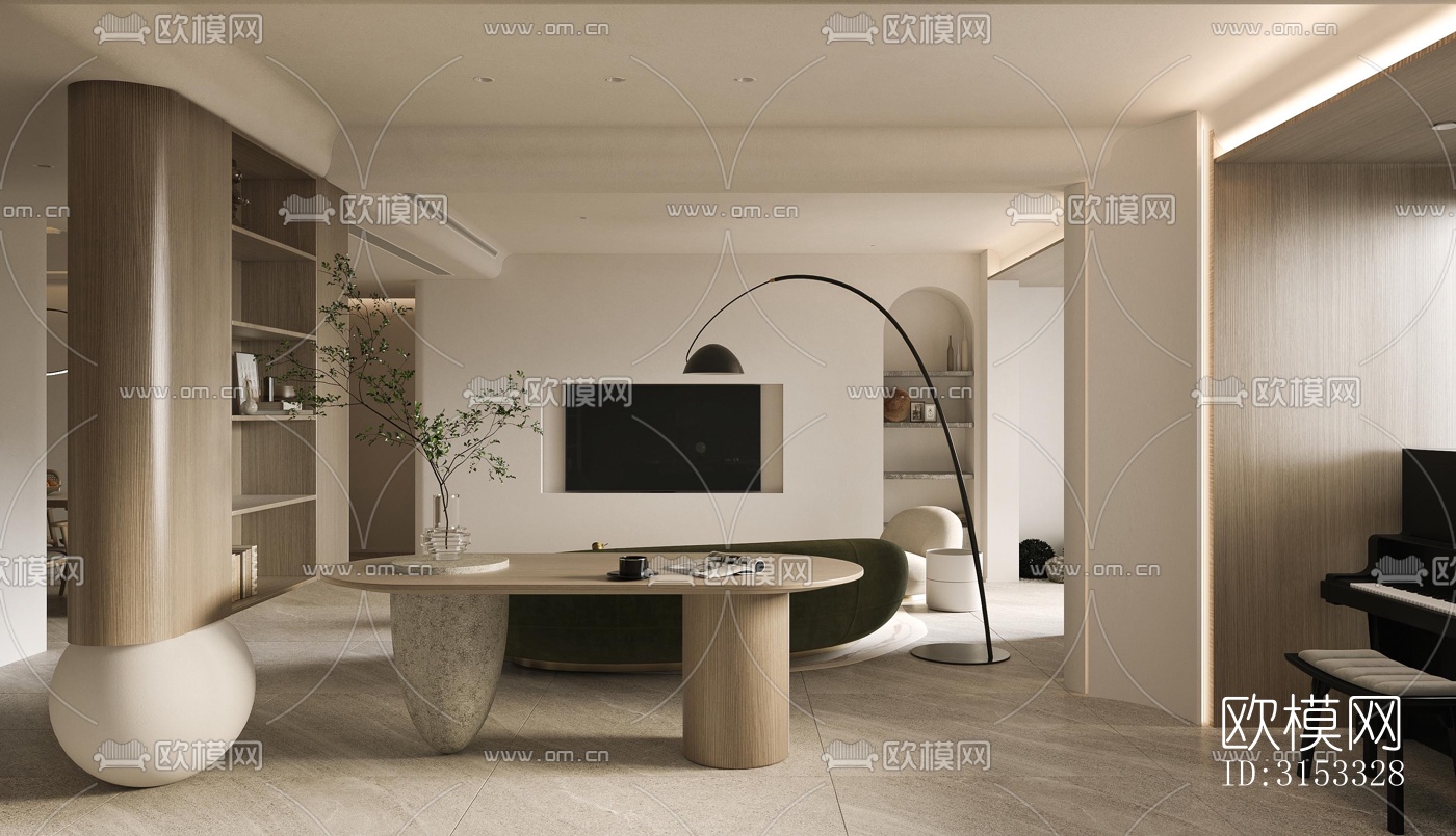 现代客厅效果图下载（渲染图5）