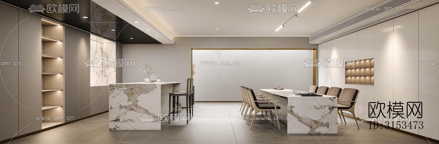 现代餐厅效果图下载（渲染图2）