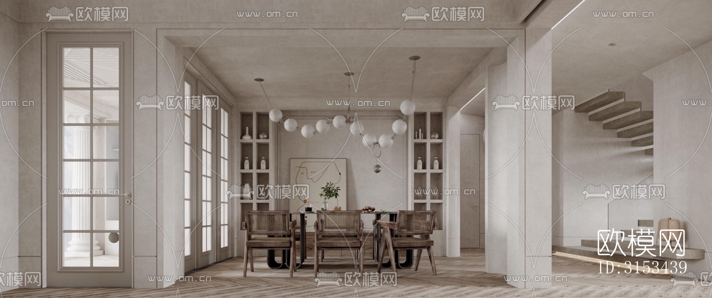 侘寂餐厅效果图下载（渲染图1）