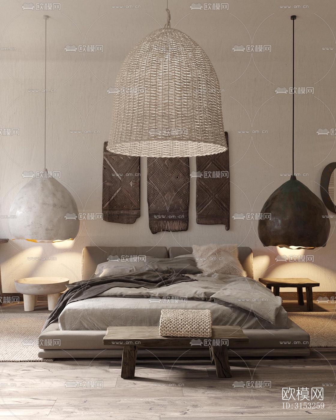 侘寂卧室效果图下载（渲染图5）