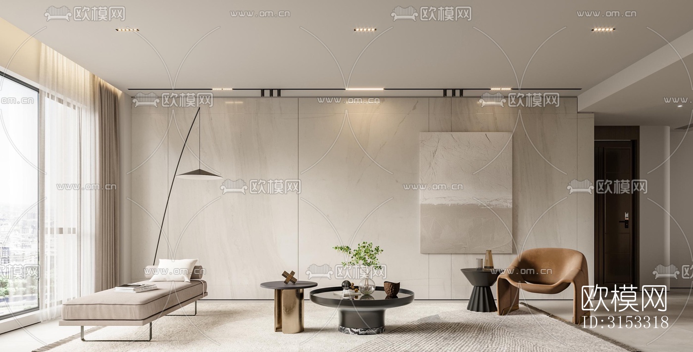 现代客厅效果图下载（渲染图4）