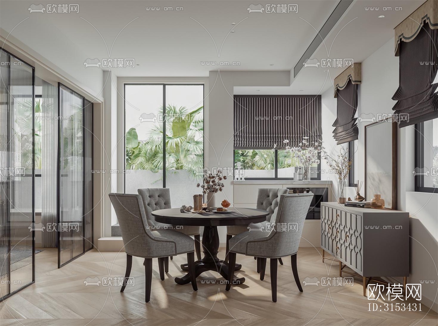 美式客餐厅效果图下载（渲染图12）