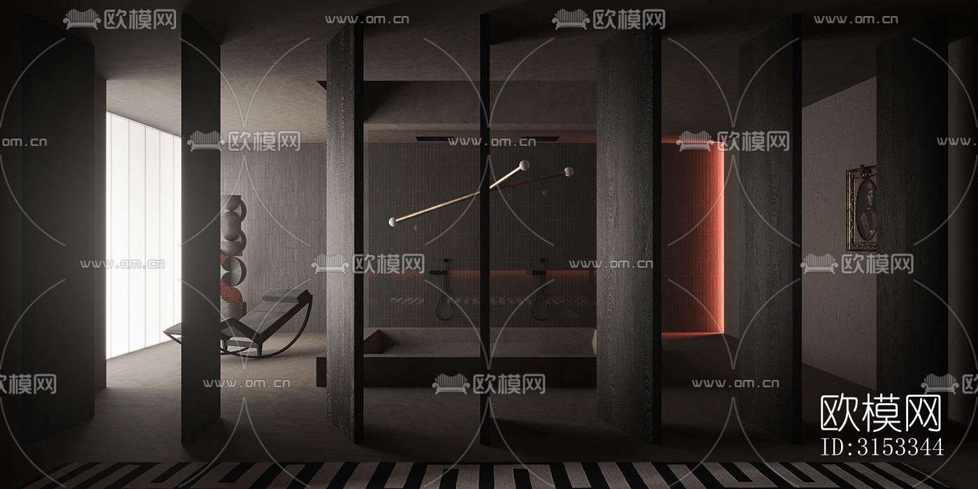 高级灰客厅效果图下载（渲染图8）
