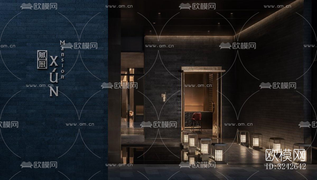 新中式中餐厅效果图下载（渲染图6）