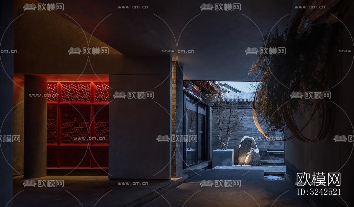 中式中餐厅效果图下载（渲染图19）