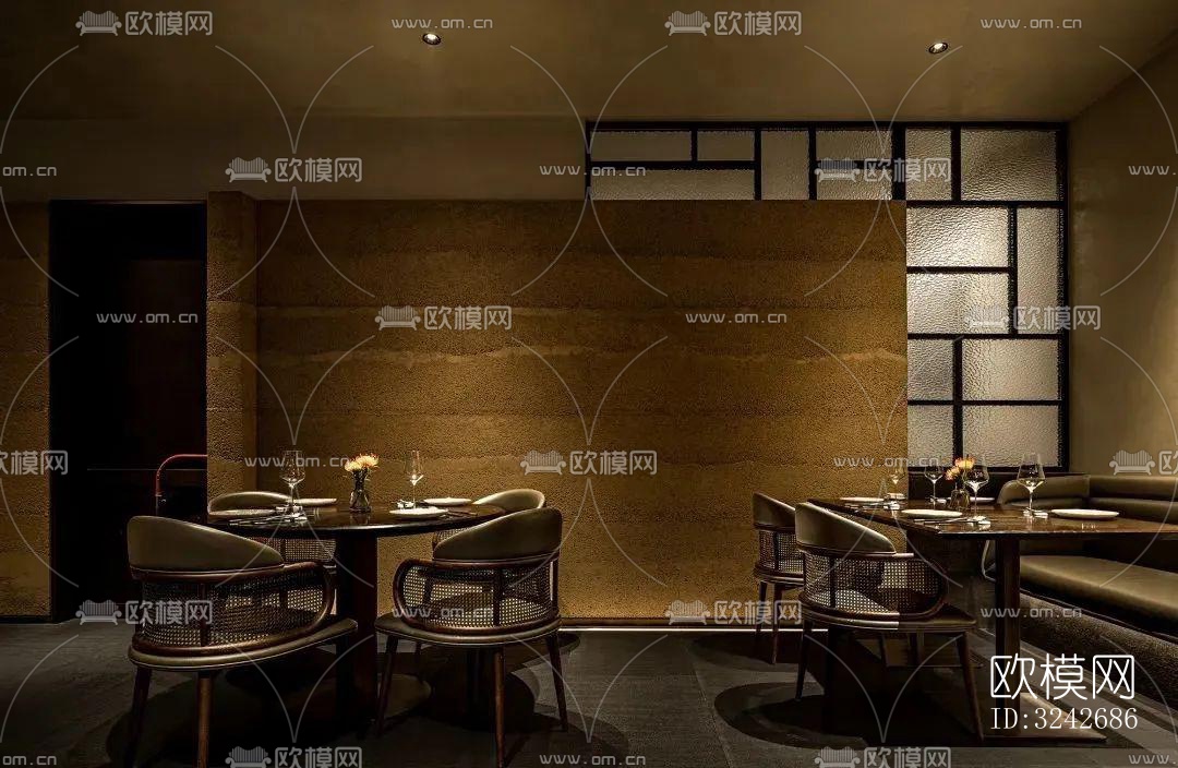 新中式中餐厅效果图下载（渲染图7）