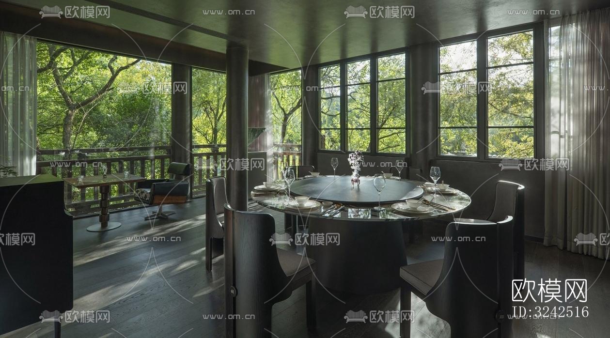 中式中餐厅效果图下载（渲染图10）