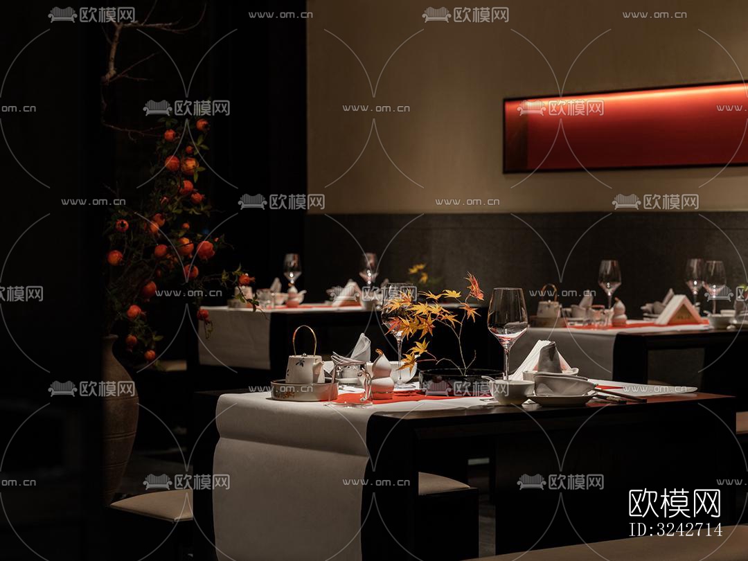 新中式中餐厅效果图下载（渲染图15）