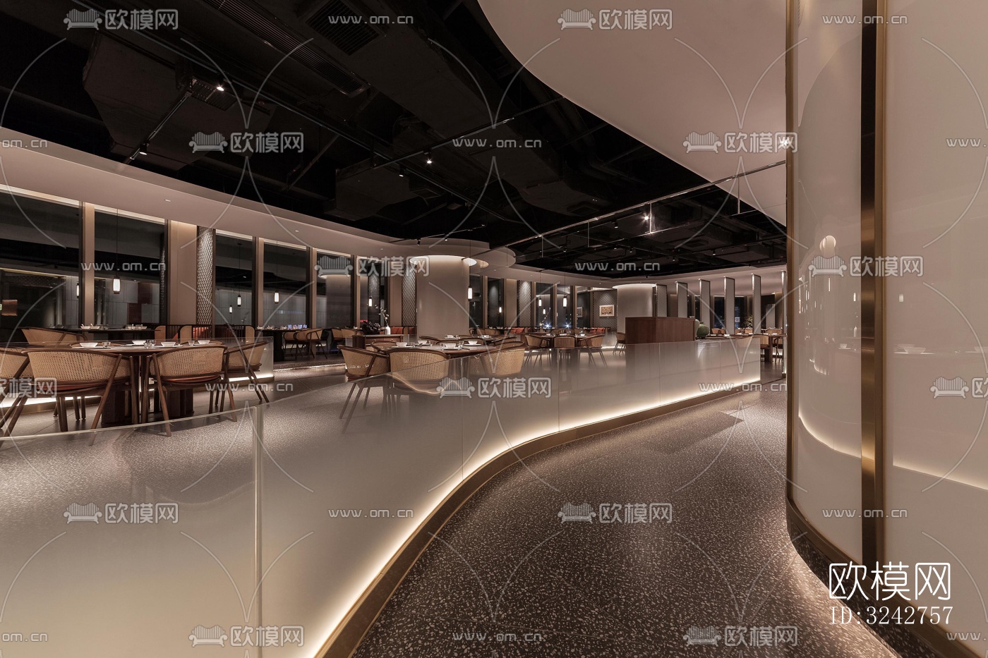 新中式中餐厅效果图下载（渲染图11）