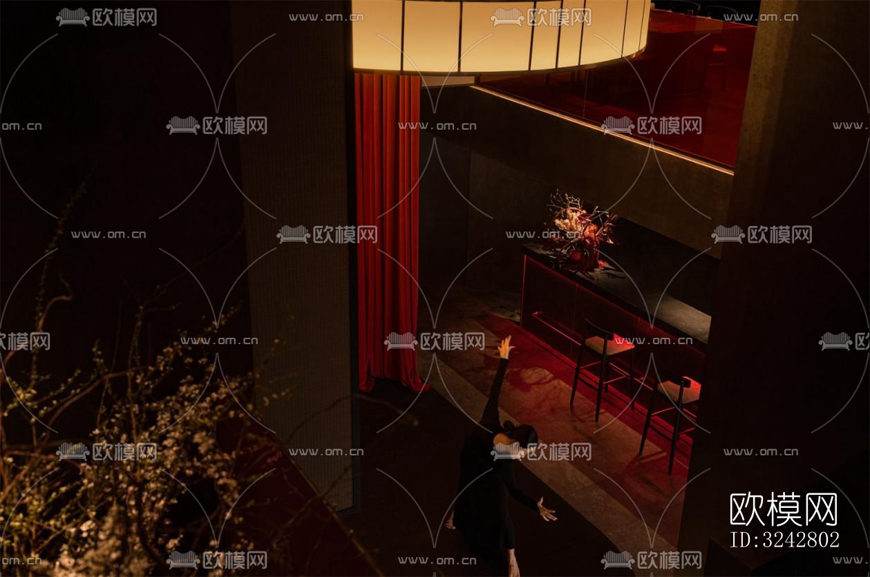 新中式中餐厅效果图下载（渲染图6）