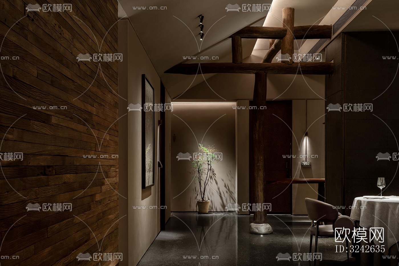 新中式中餐厅效果图下载（渲染图4）