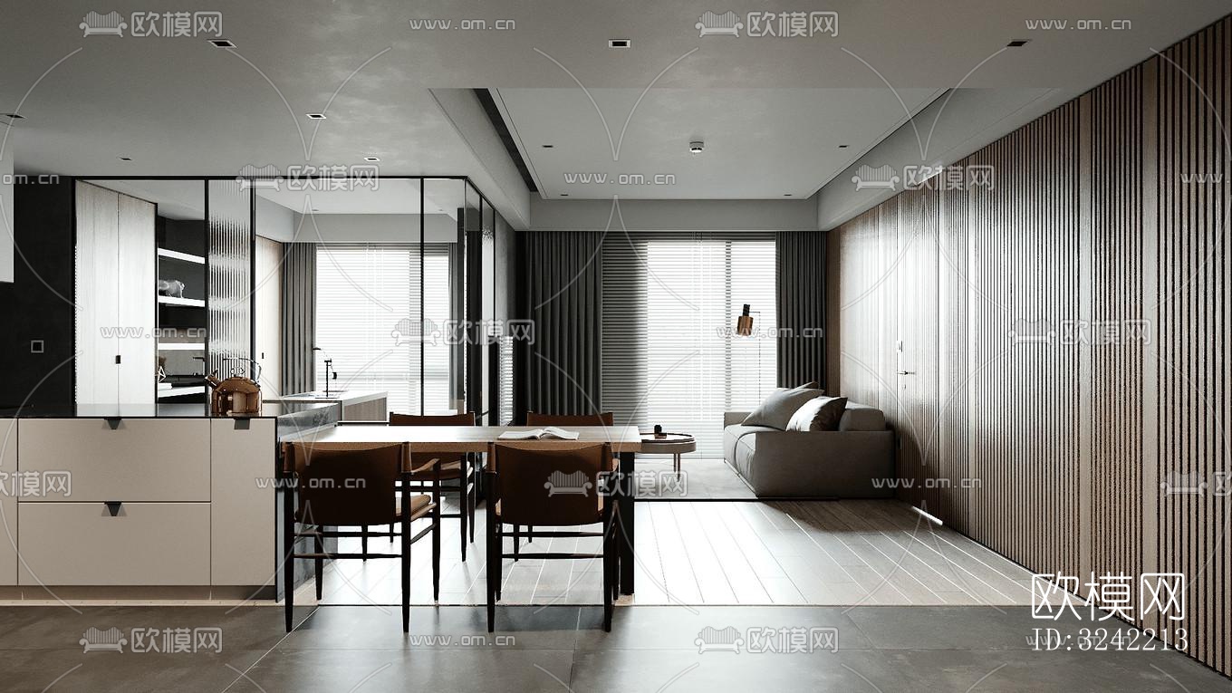 现代客餐厅效果图下载（渲染图11）