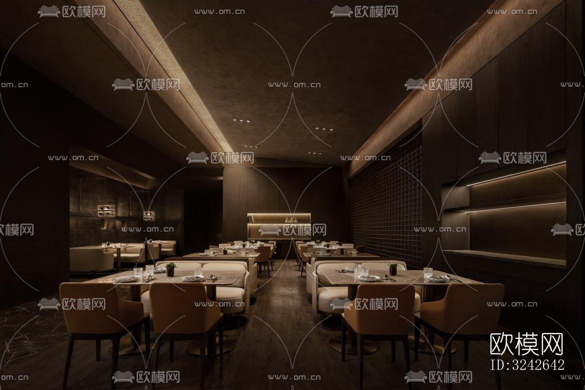 新中式中餐厅效果图下载（渲染图7）