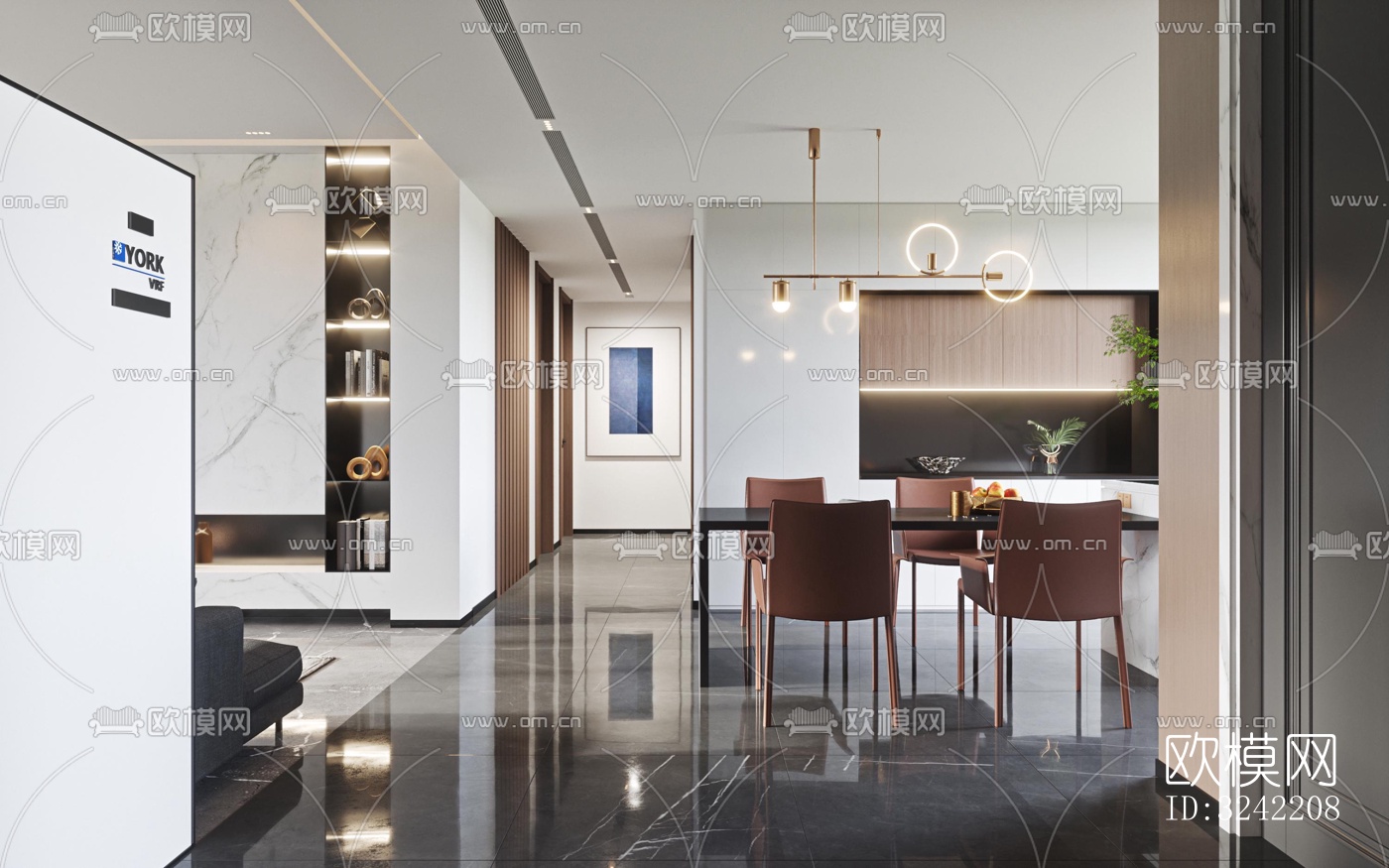 现代客餐厅效果图下载（渲染图7）