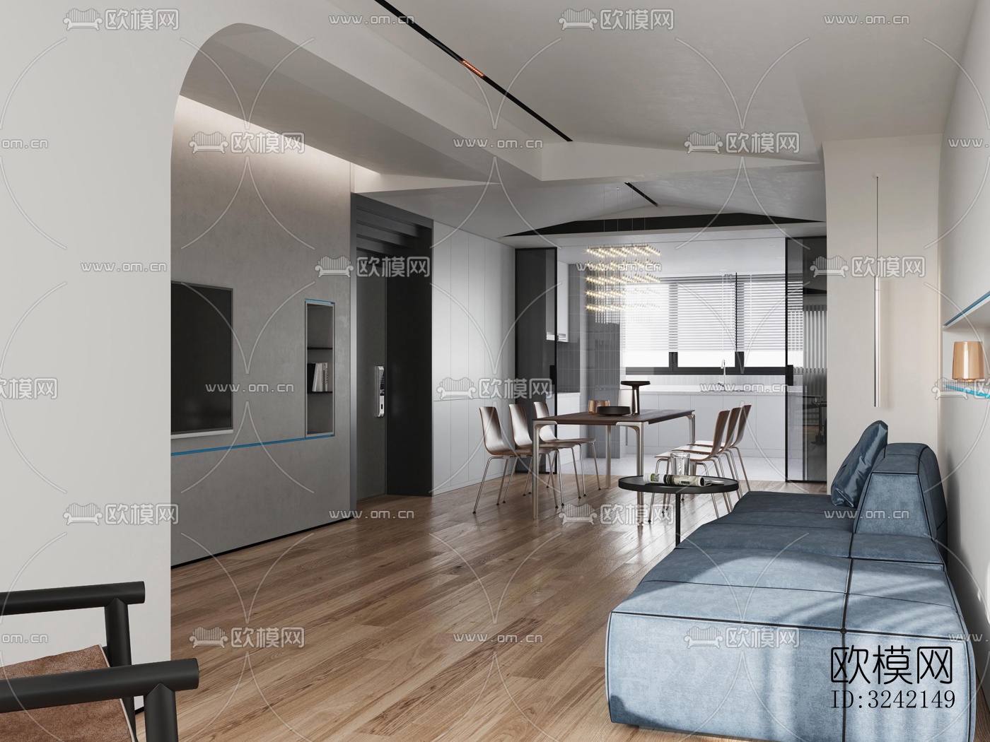 现代客餐厅效果图下载（渲染图3）