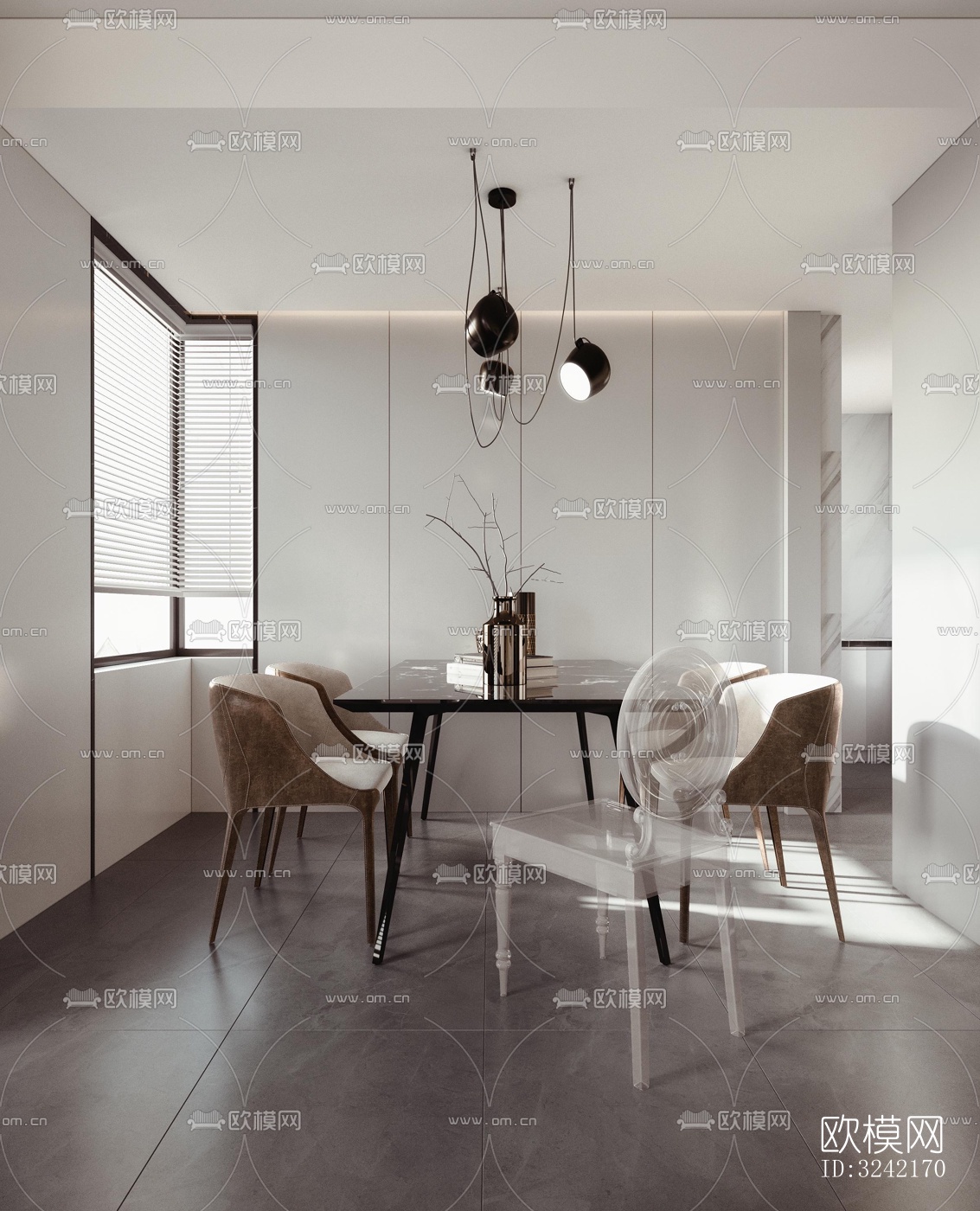 现代客餐厅效果图下载（渲染图8）