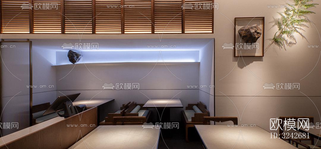 新中式中餐厅效果图下载（渲染图3）