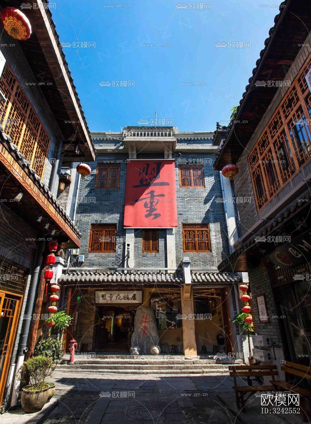 原木风中餐厅效果图下载（渲染图1）