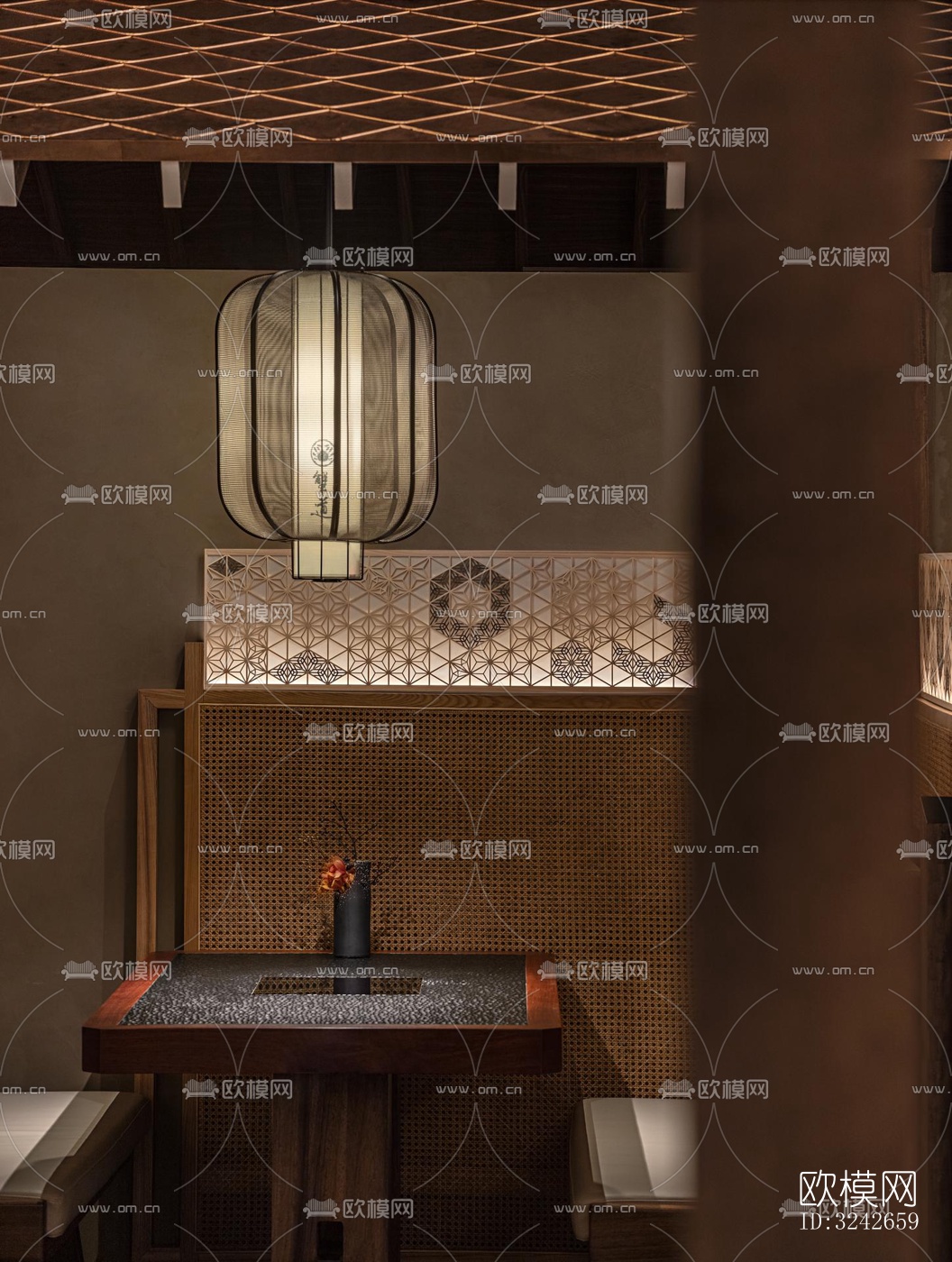 新中式中餐厅效果图下载（渲染图3）