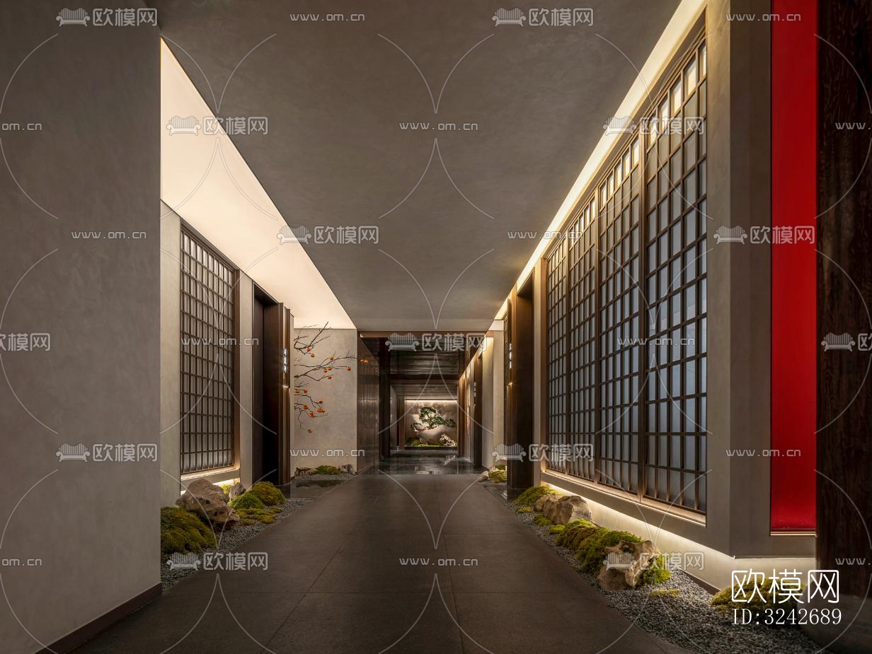 新中式中餐厅效果图下载（渲染图14）