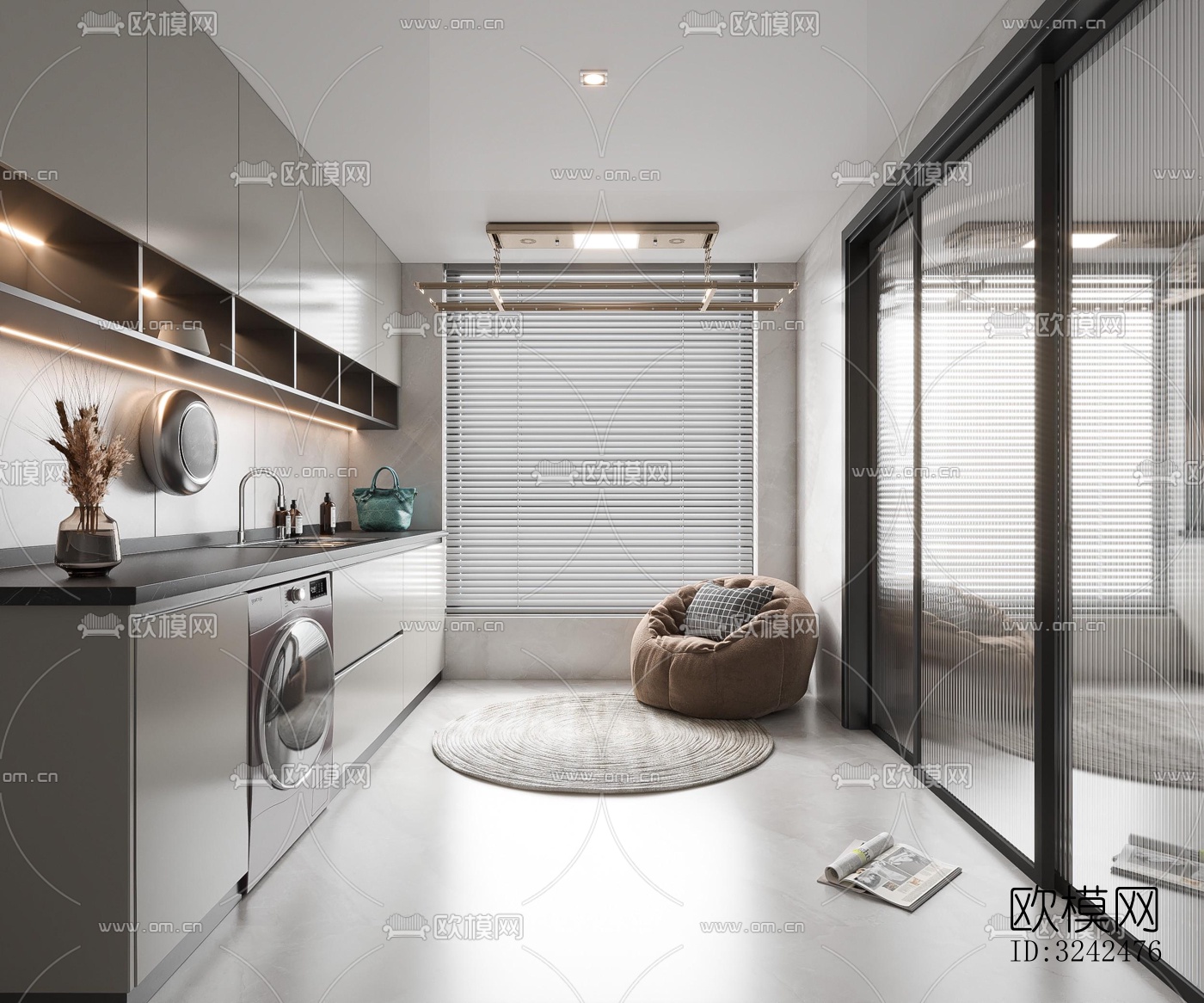 现代阳台花园效果图下载（渲染图3）