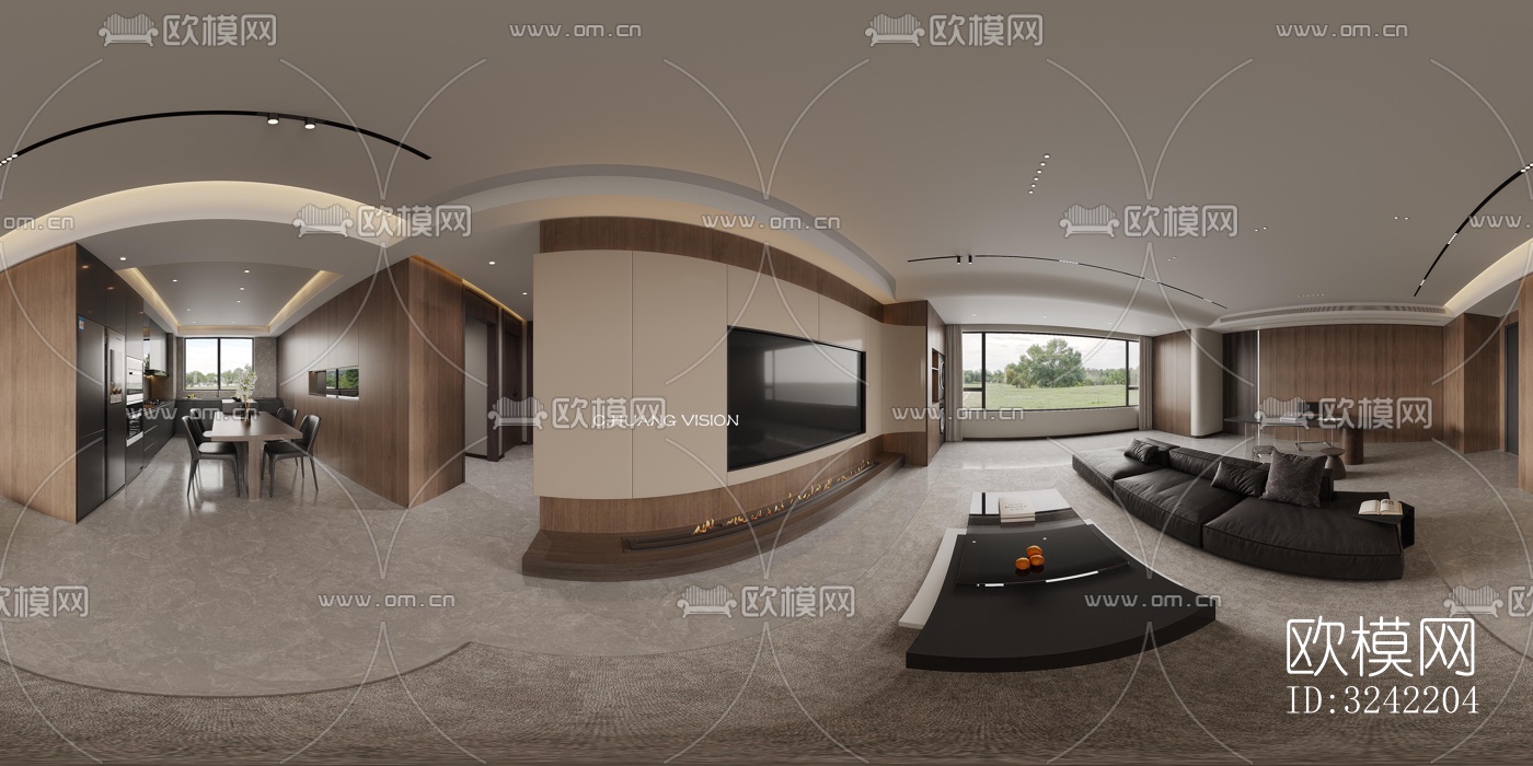 现代客餐厅效果图下载（渲染图6）