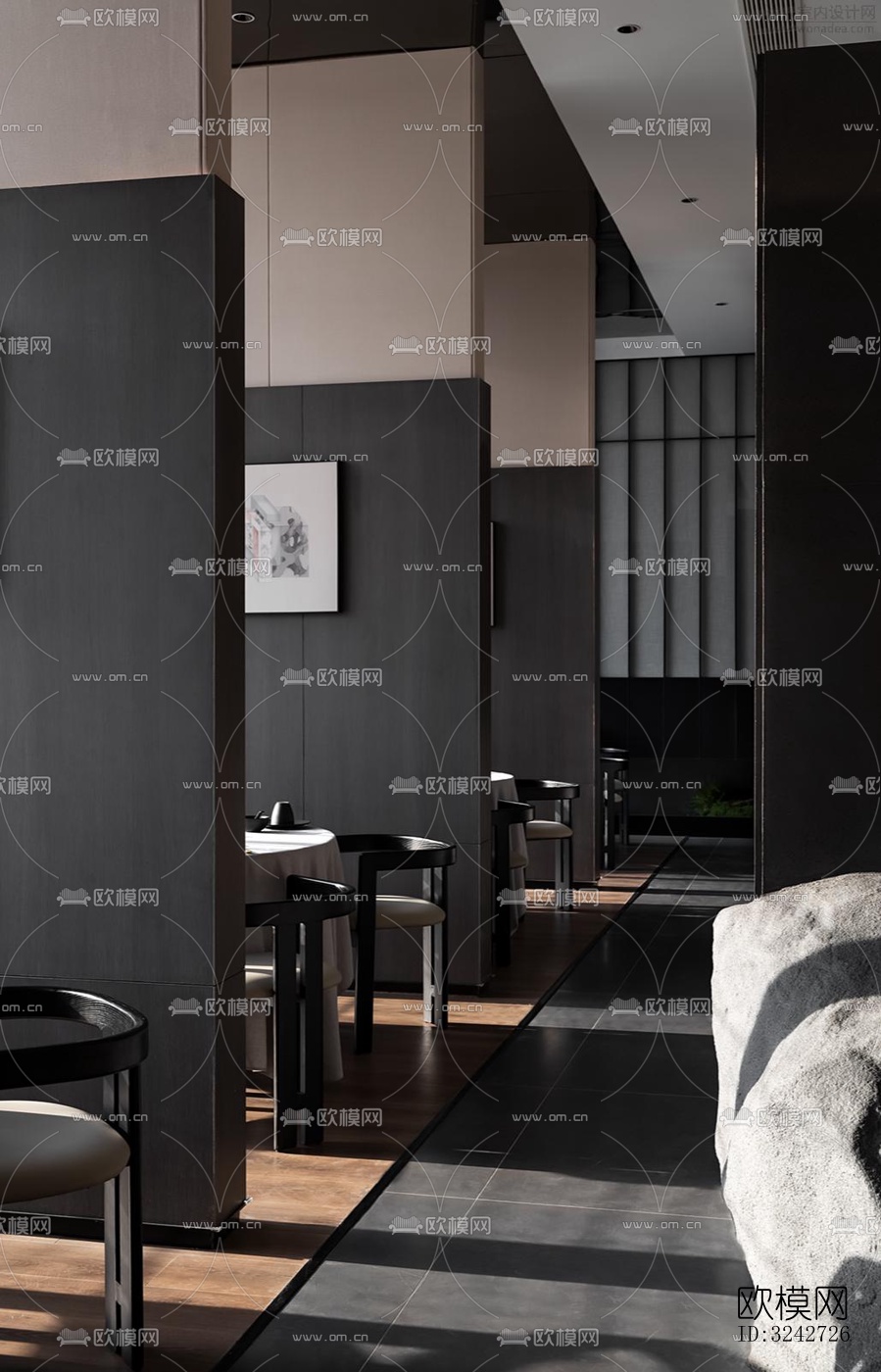 新中式中餐厅效果图下载（渲染图3）