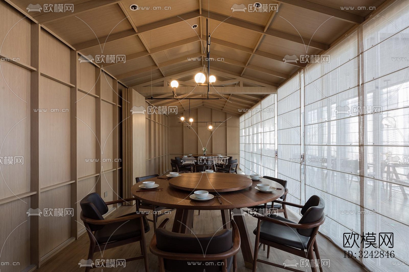 新中式中餐厅效果图下载（渲染图4）