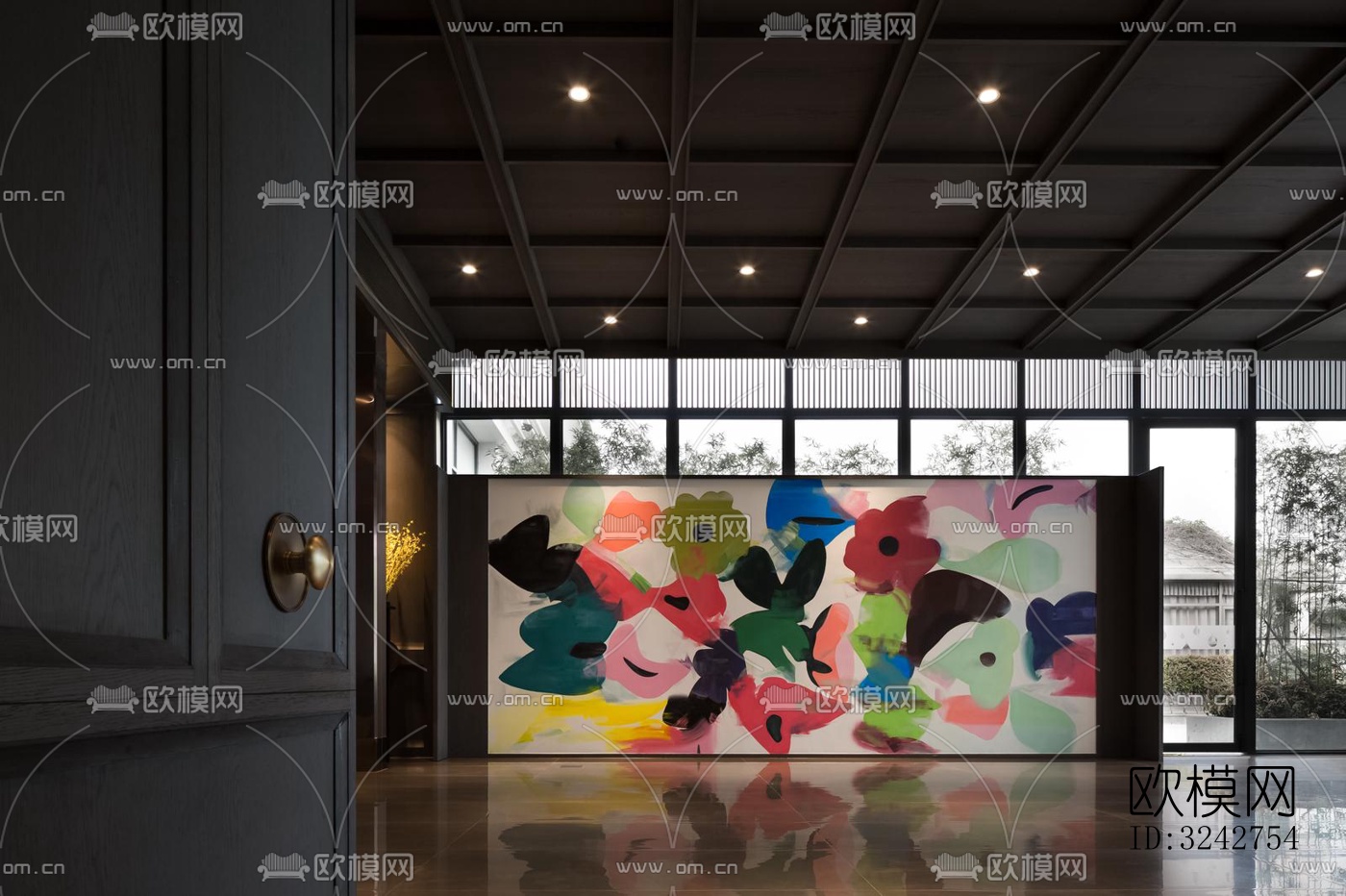 新中式中餐厅效果图下载（渲染图1）