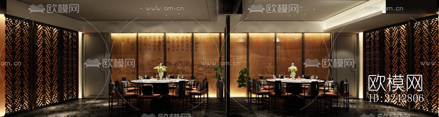 新中式中餐厅效果图下载（渲染图8）