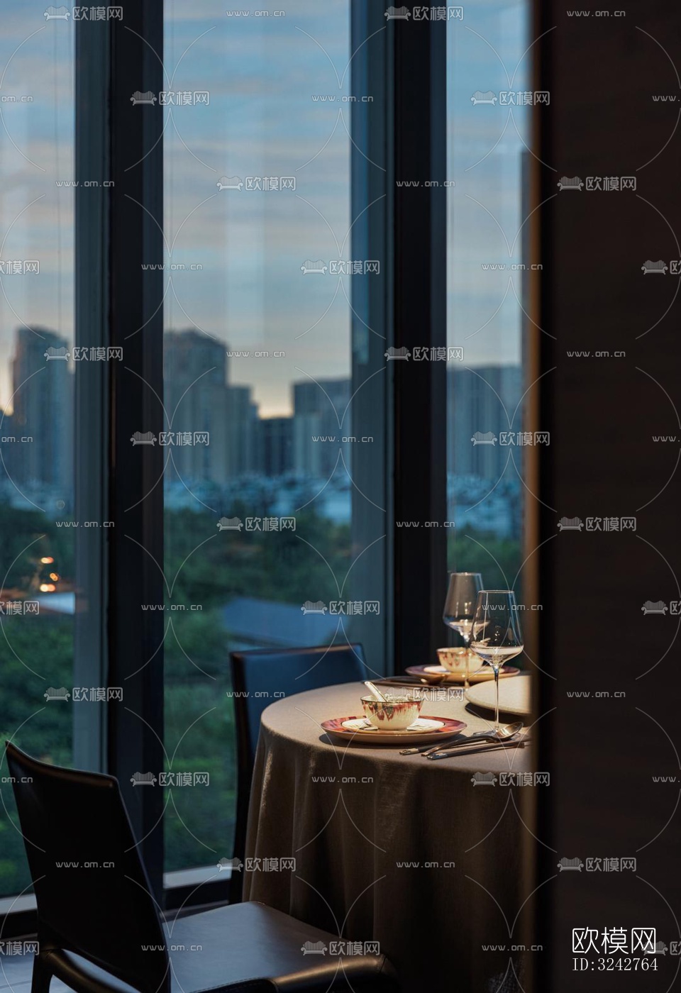 新中式中餐厅效果图下载（渲染图7）