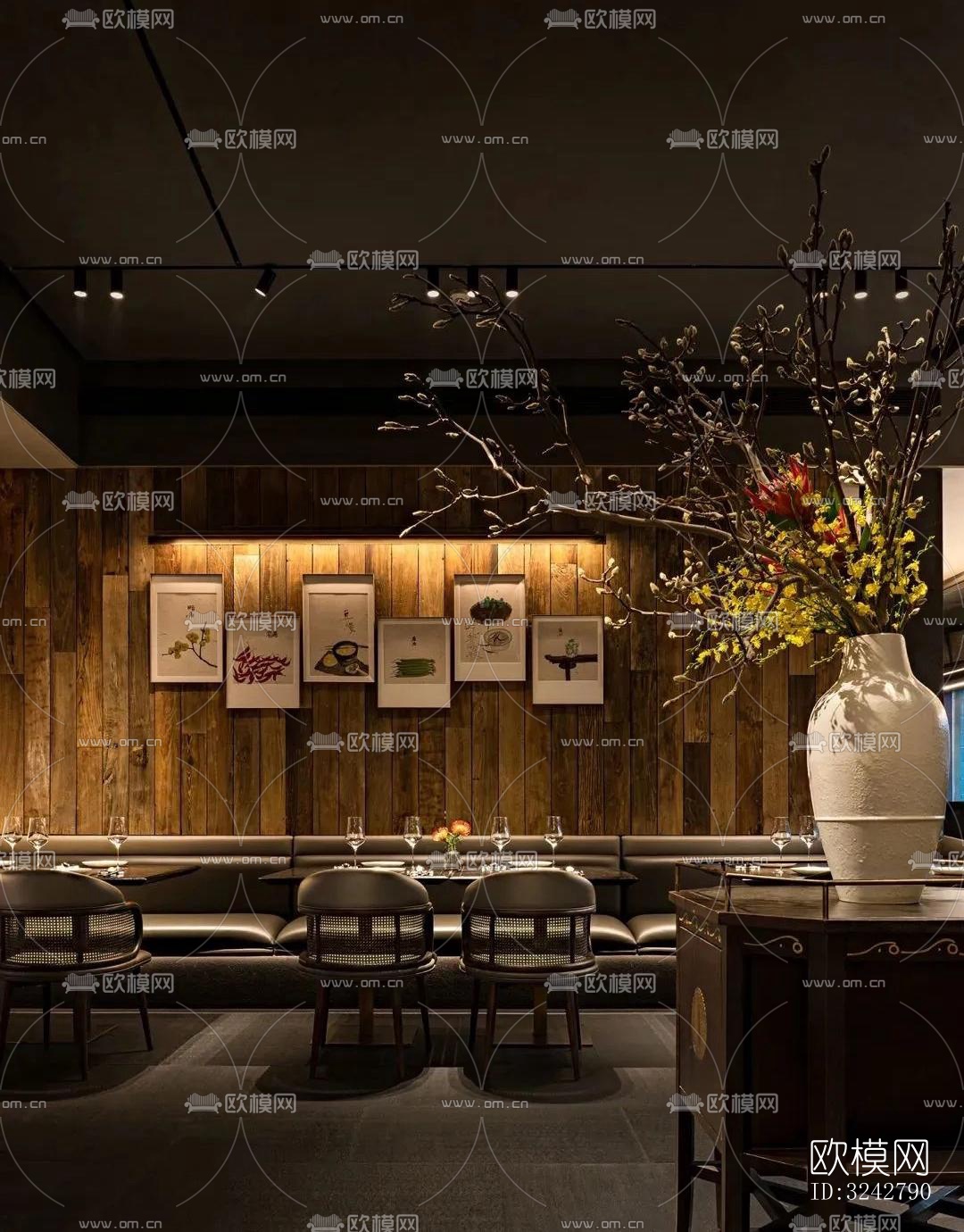 新中式中餐厅效果图下载（渲染图7）