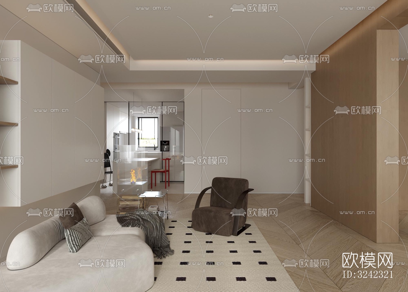 现代客餐厅效果图下载（渲染图2）