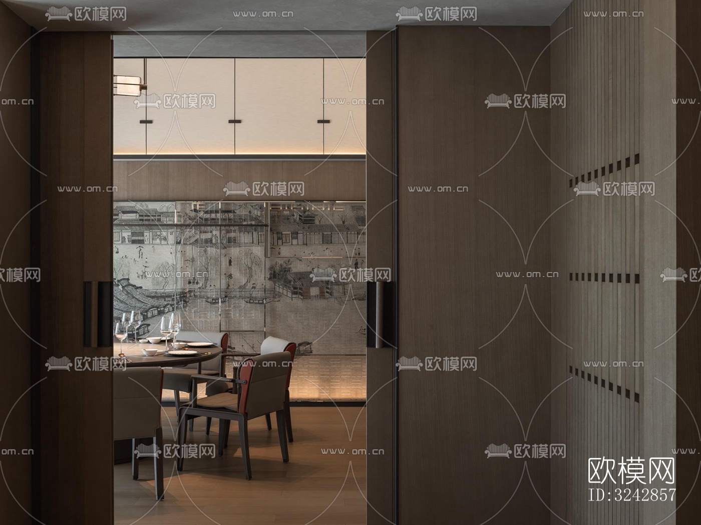 新中式中餐厅效果图下载（渲染图13）