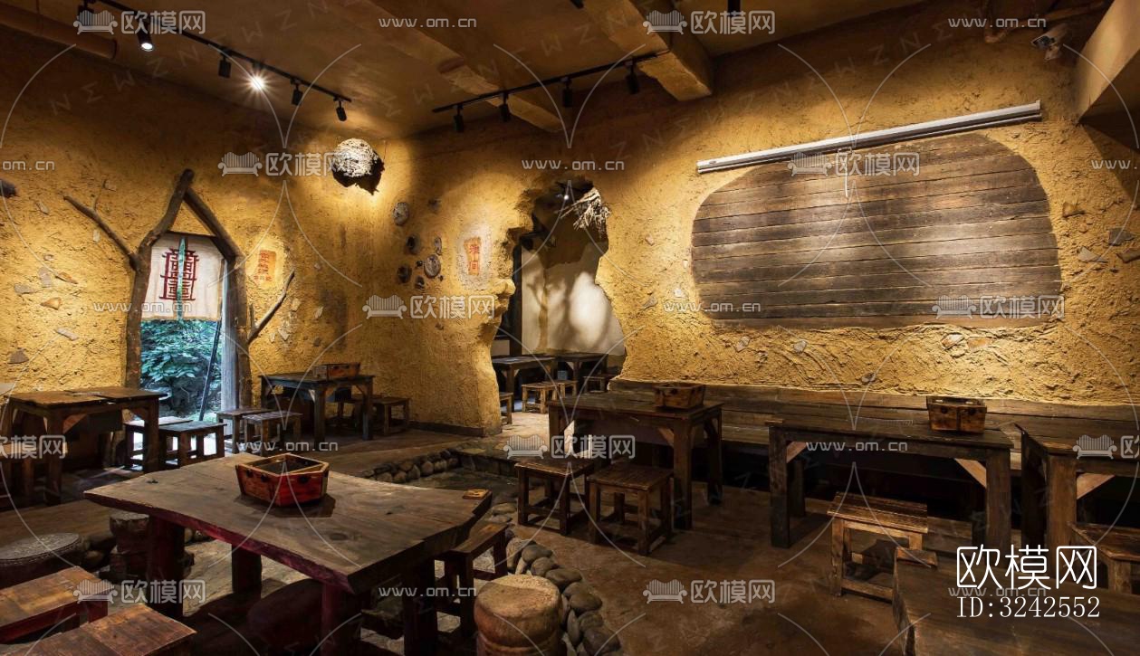 原木风中餐厅效果图下载（渲染图12）