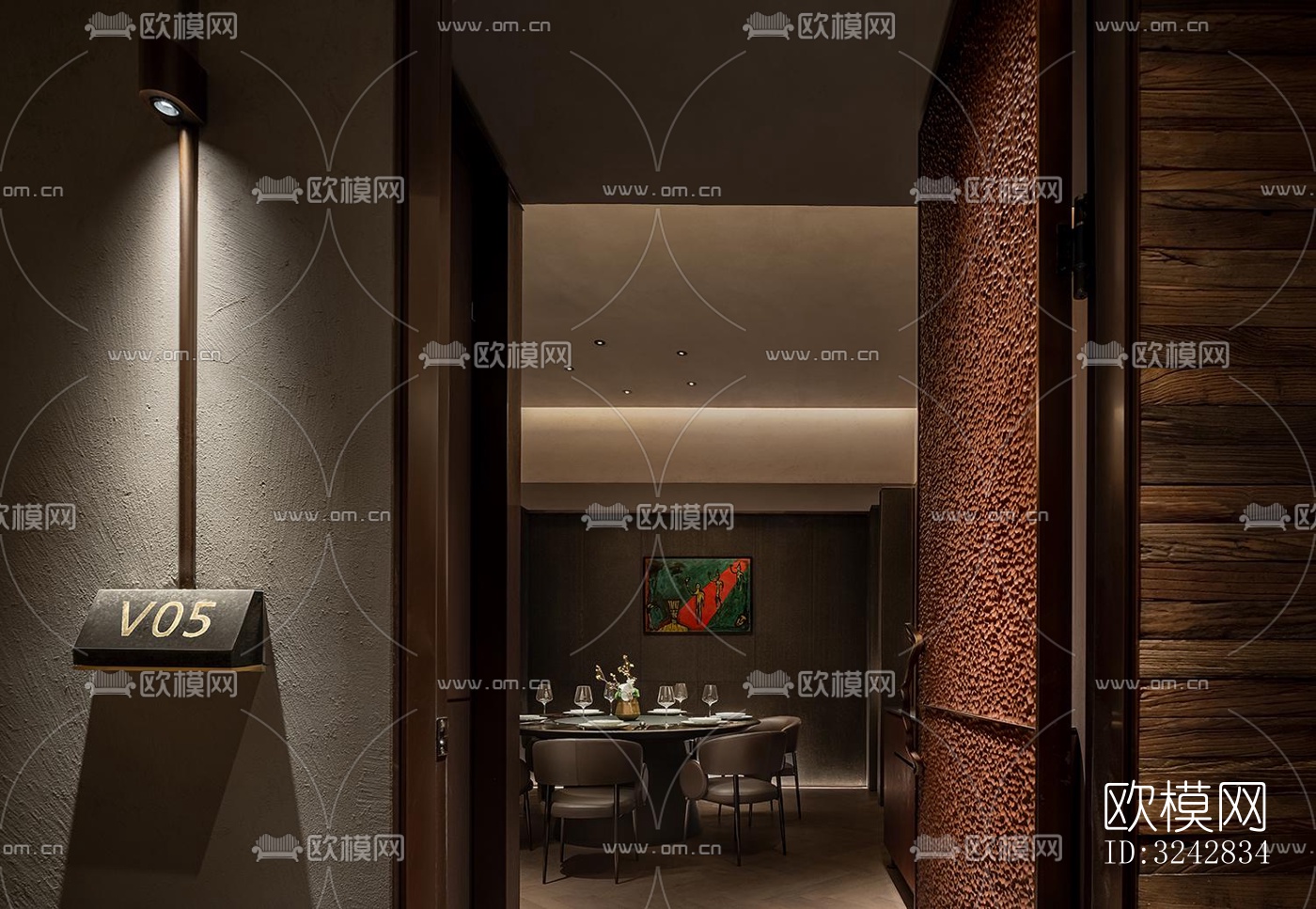 新中式中餐厅效果图下载（渲染图7）