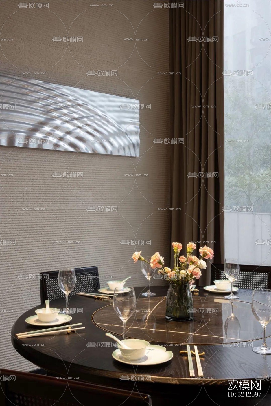 新中式中餐厅效果图下载（渲染图14）